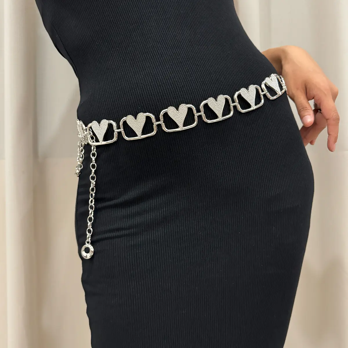 Fashion Silver Waist Chain Belt Female Metal Square Heart Elegant Belts For Women punk Gothic Luxury Brands Y2K Jeans Waistband