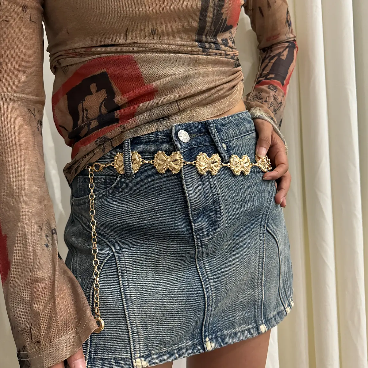 Fashion Silver bow Metal Waist Chain Belt Women High-end luxury Brands Punk Gothic Y2K Belt for women Desiner Waistband Female