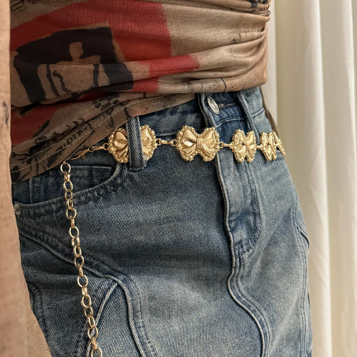 Fashion Silver bow Metal Waist Chain Belt Women High-end luxury Brands Punk Gothic Y2K Belt for women Desiner Waistband Female