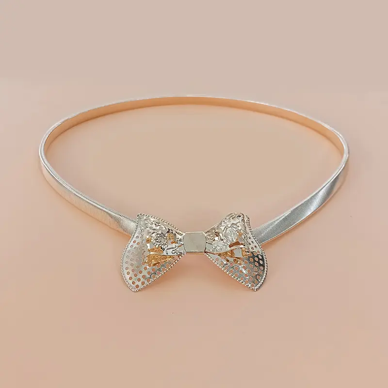 Fashion Gold Chain Belt Female Waist Adjustable Desinger Bow Decorative Belts For Women Y2K Punk Metal Dress Waistband