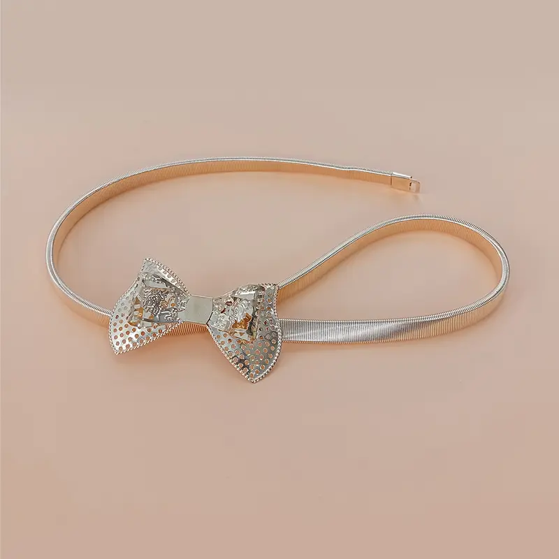 Fashion Gold Chain Belt Female Waist Adjustable Desinger Bow Decorative Belts For Women Y2K Punk Metal Dress Waistband