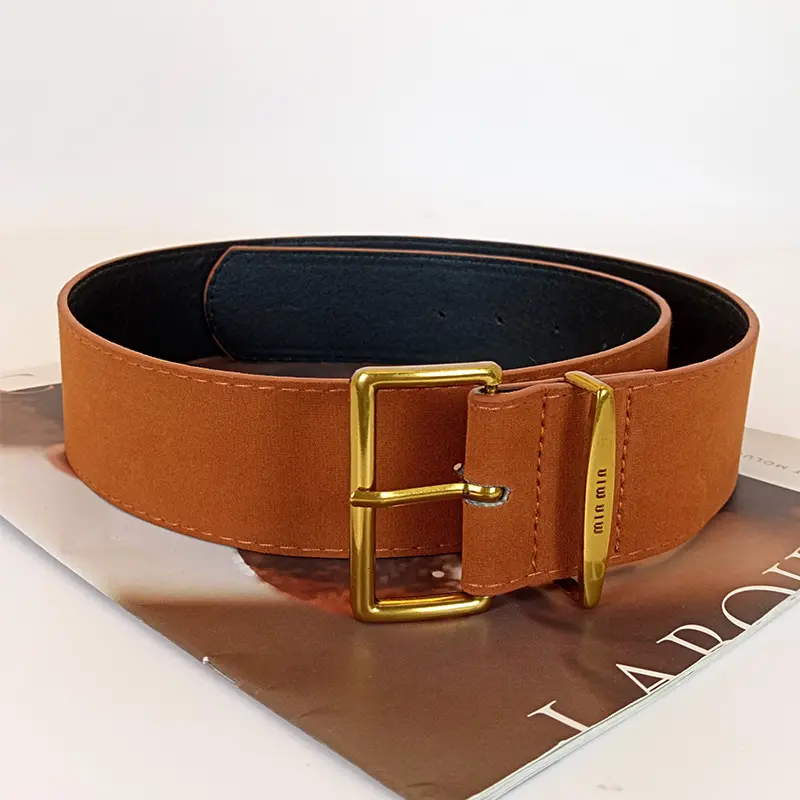 Elegant Suede Cowhide Leather Belt for Women Western Cowgirl Cowboy Wide Unisex Men Waistband Luxury Desiner Jeans Belt Female