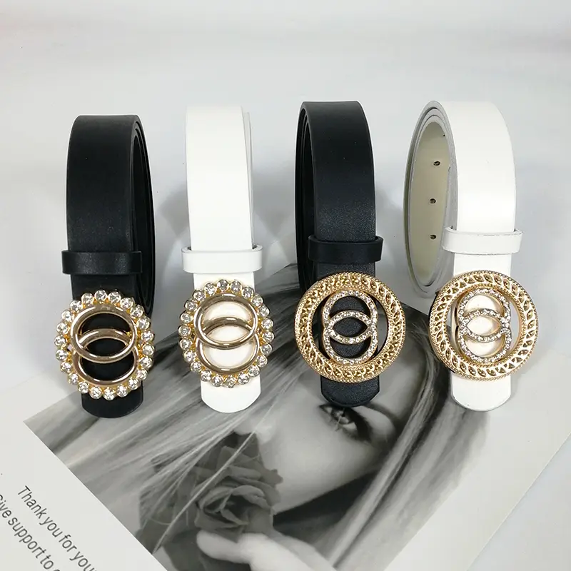 Fashion Designer Belts For Women High Quality Luxury Brand Black Leather White Strass Jeans Belt Brown Waistband Corset
