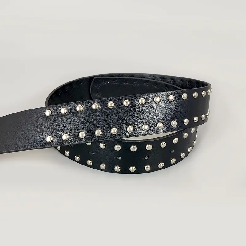 Fashion Black PU Leather Designer Belts for Women Luxury Waist Strap Rivet Inlay Female Jeans Dress Trouser Punk Belt  Waistband