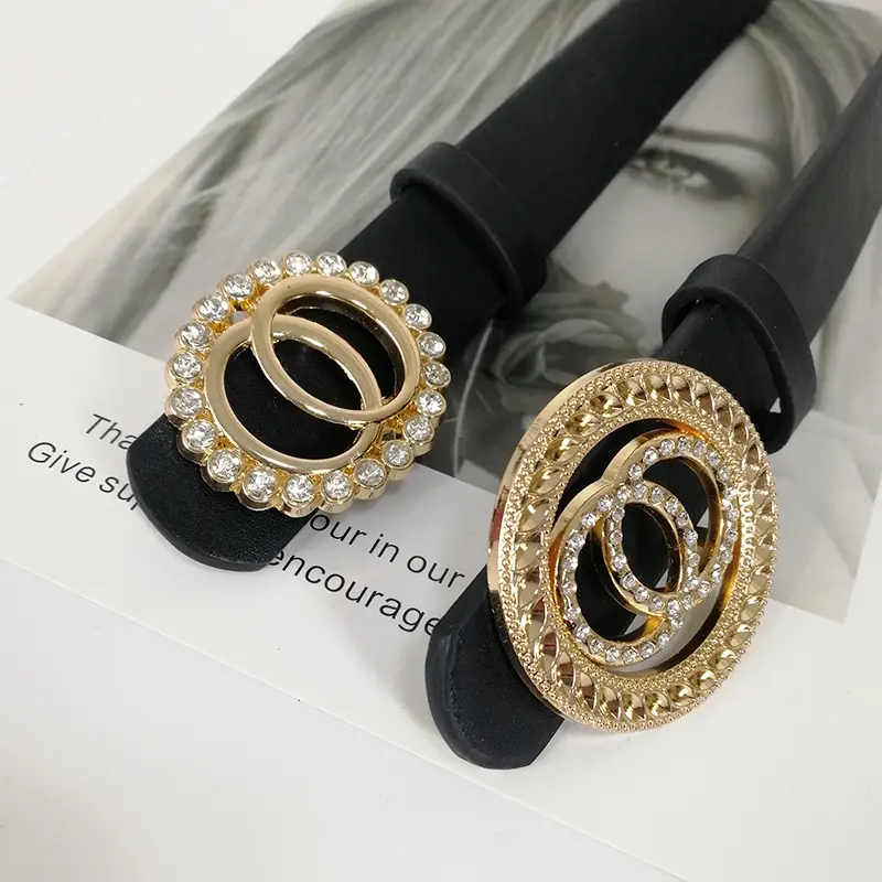 Fashion Designer Belts For Women High Quality Luxury Brand Black Leather White Strass Jeans Belt Brown Waistband Corset