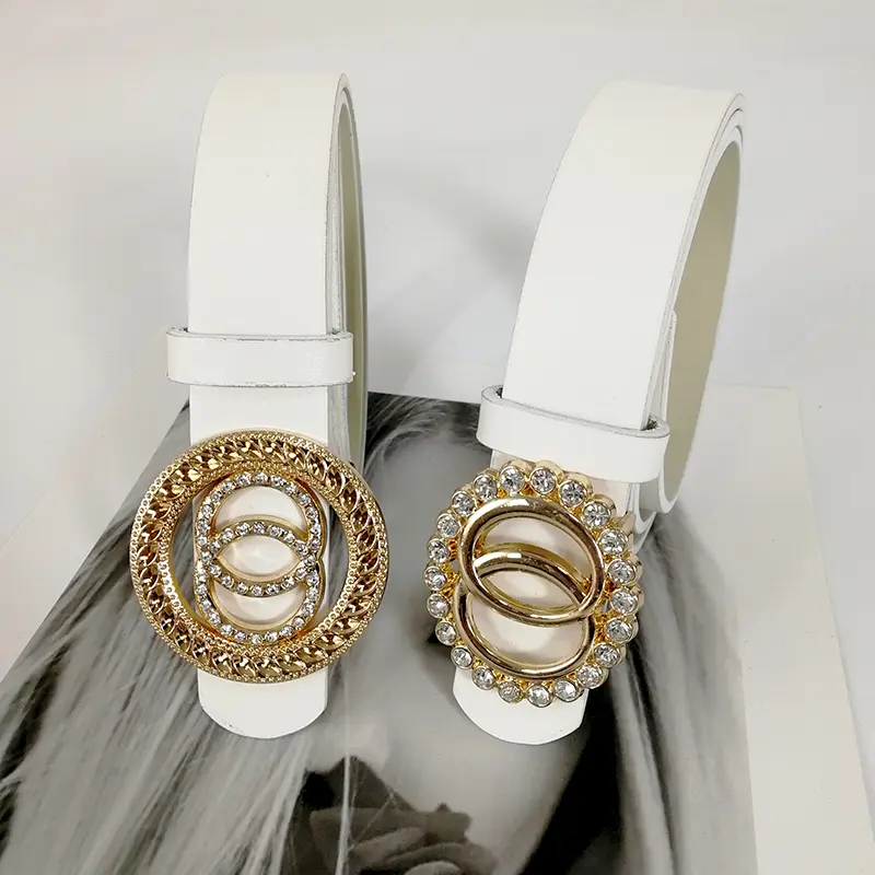 Fashion Designer Belts For Women High Quality Luxury Brand Black Leather White Strass Jeans Belt Brown Waistband Corset