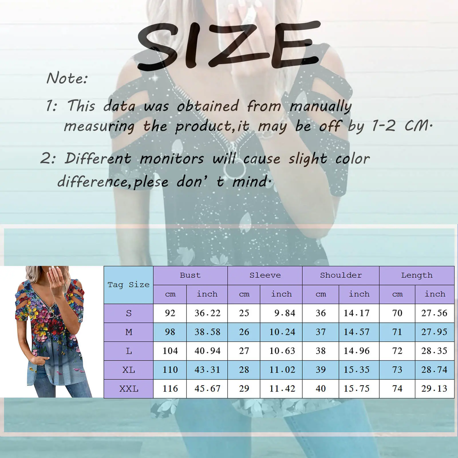 Vintage Flower Fashion Print V-Neck Zipper Casual T-shirt Ladies Tunic Tops Sexy Hollow Off Shoulder Shirts Tee Women's Clothing