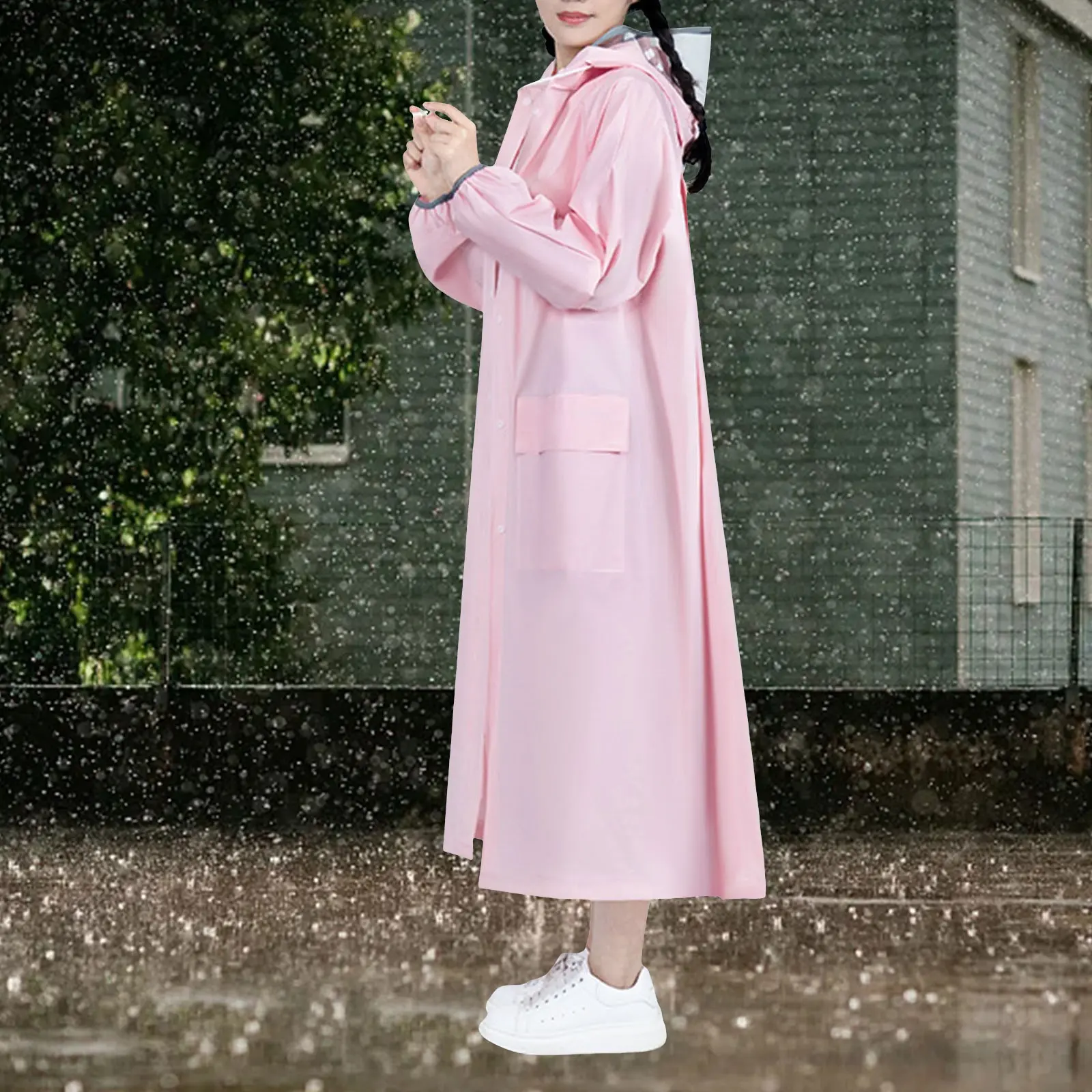 Adult Long Raincoats Eva Impermeable Waterproof Rain Coat Men Women Travel Hooded Beam Port Rain Poncho For Fishing Camping