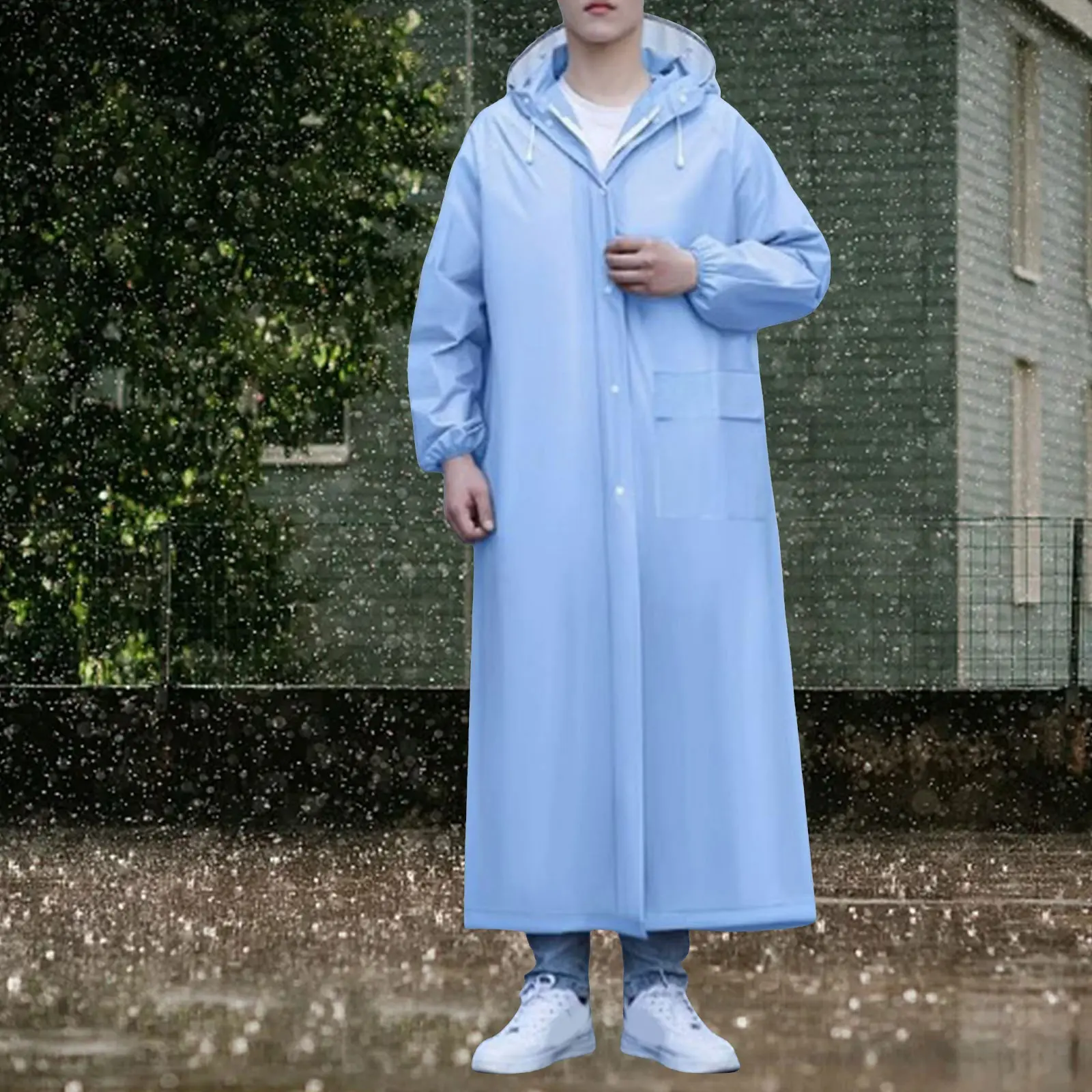 Adult Long Raincoats Eva Impermeable Waterproof Rain Coat Men Women Travel Hooded Beam Port Rain Poncho For Fishing Camping