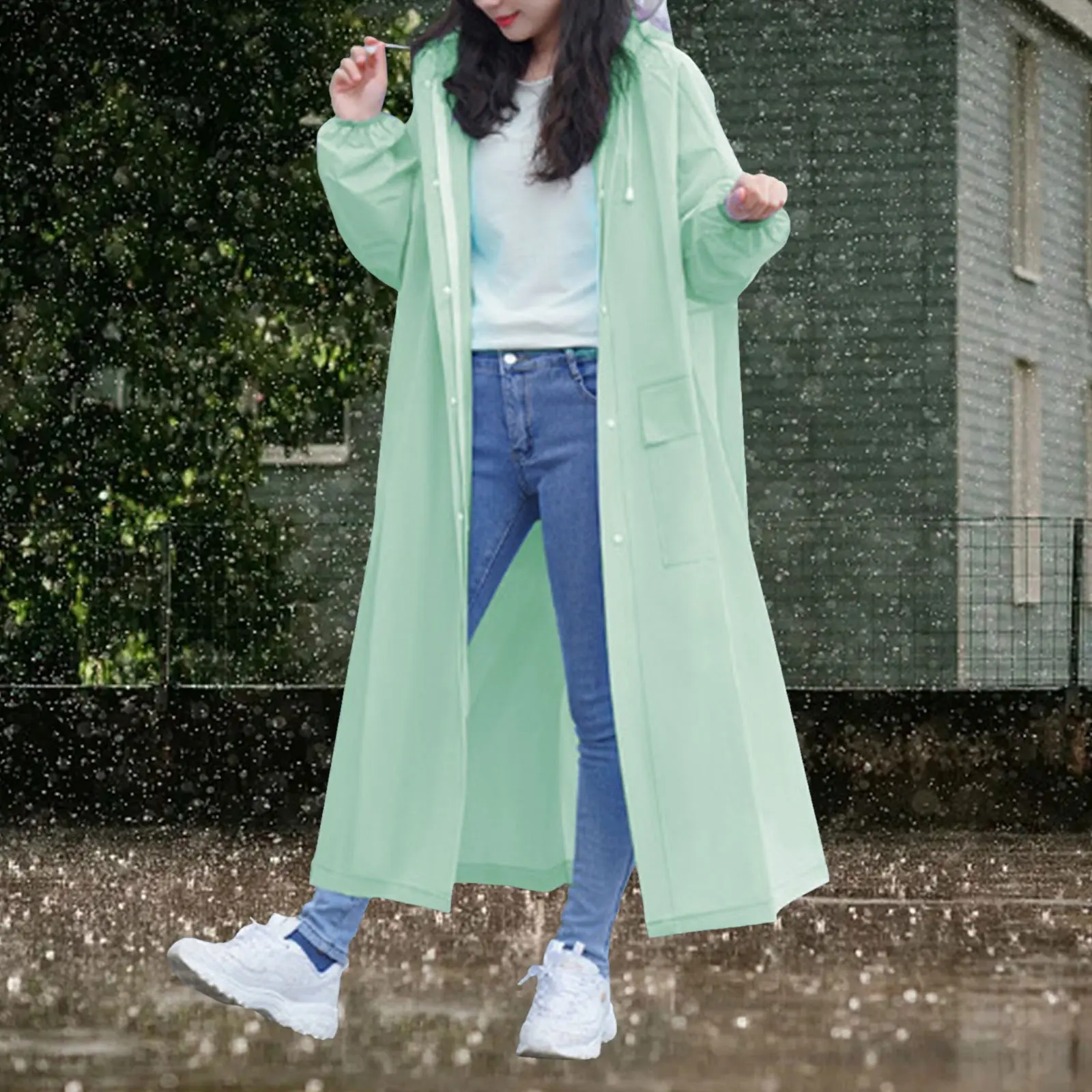 Adult Long Raincoats Eva Impermeable Waterproof Rain Coat Men Women Travel Hooded Beam Port Rain Poncho For Fishing Camping