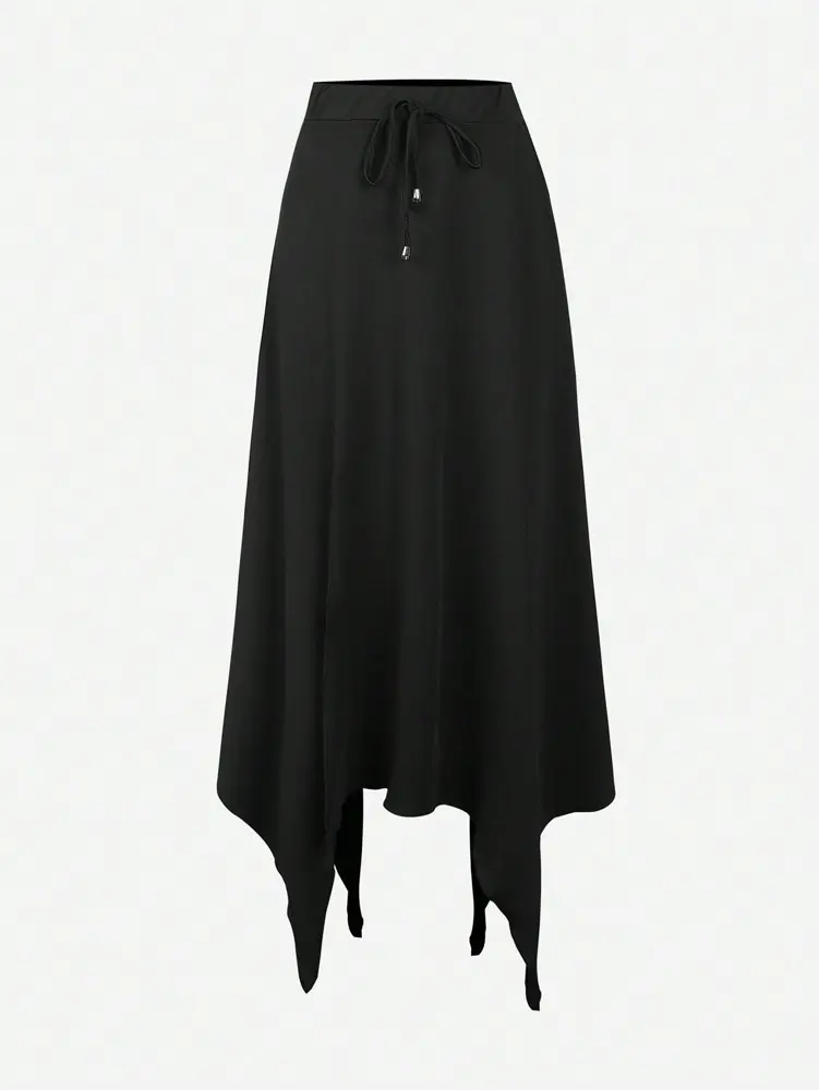 Black Dresses Women's High Slit Asymmetric Hem Long Fluttering Gothic Halloween Costume Halter Dress Elegant