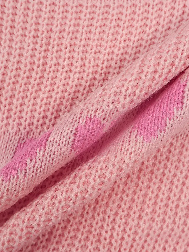 2025 Autumn and Winter New Women's Hundreds of round neck fashion love head temperament woolen knitted tops female