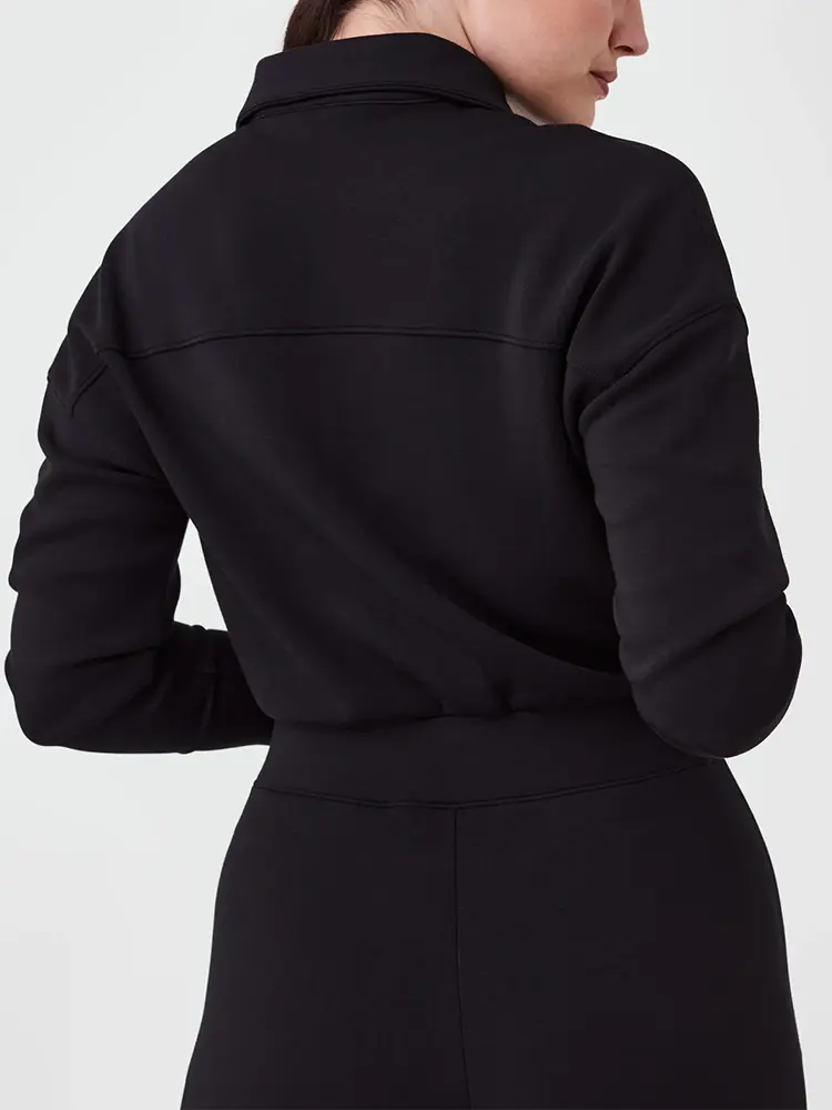 Women's Autumn Winter Lapel Half Zip Sweatshirt And Wide Leg Sweatpants Set Two-Piece Sports Leisure Outfit