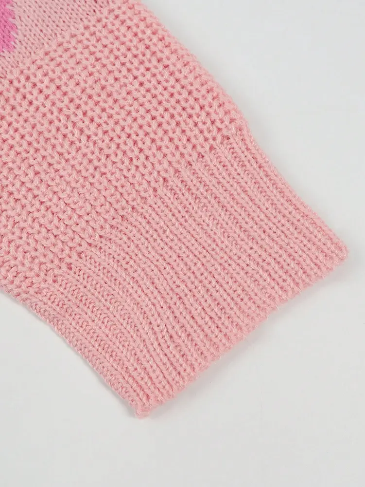 2025 Autumn and Winter New Women's Hundreds of round neck fashion love head temperament woolen knitted tops female