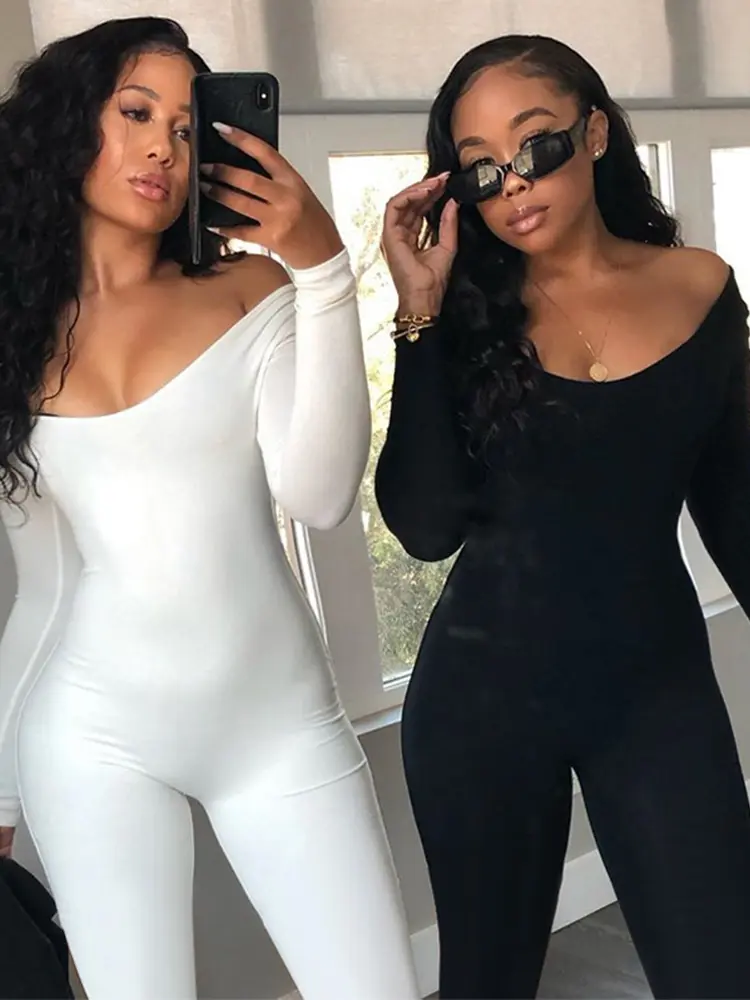 II Women's Rompers Long Sleeve Solid Skinny Bodycon Jumpsuits Fashion Sports Fitness Casual Activity Streetwear Overalls