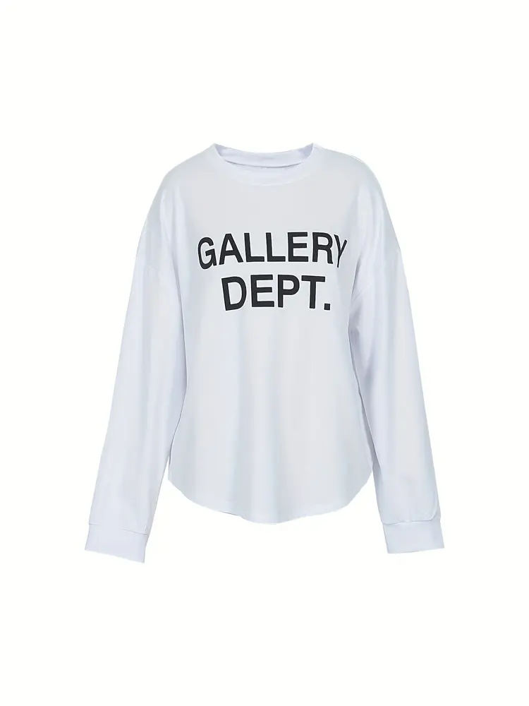 Plus Size Women's 2025 New Letters Pattern Top Solid Color Autumn Best Choice Long Sleeve Round Neck Casual Elegant