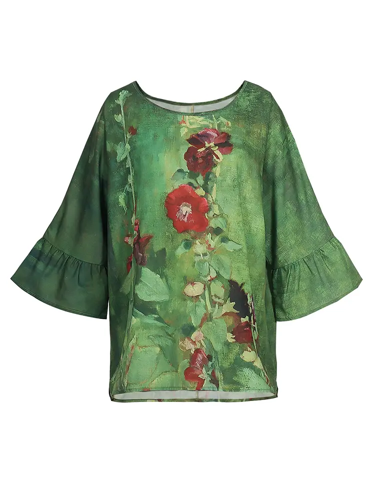 Plus Size Women's Retro Floral Print V Neck Long Sleeve T Shirt Casual Loose Pullover Tops Best Choice for Spring and Summer