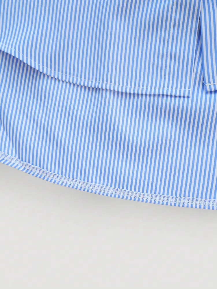 2025 Fall New Casual Loose Striped Shirt Striped Shirt Collar Travel Season Graduation Single Breasted