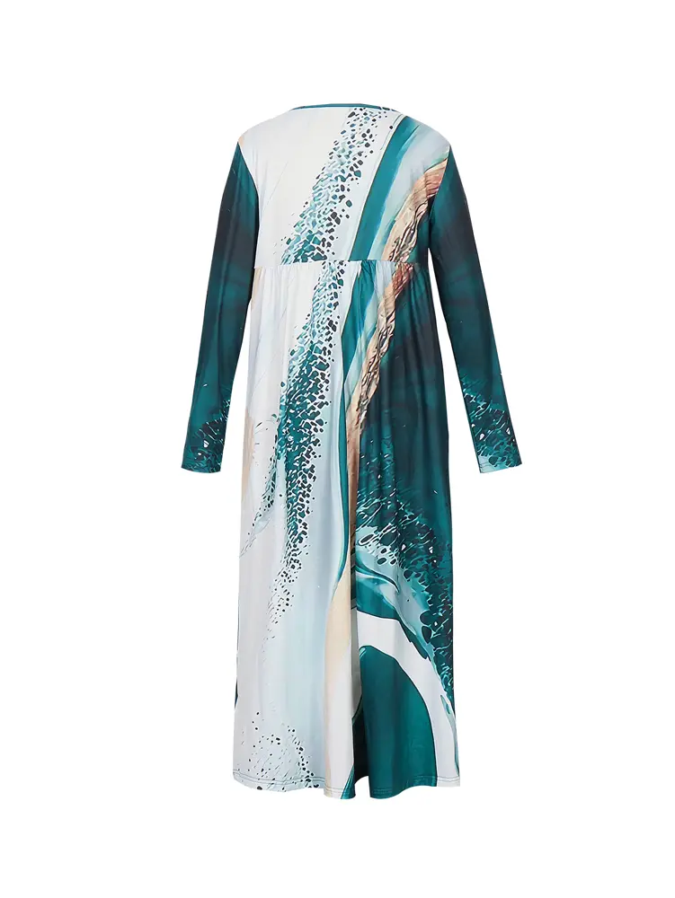 2025 Deep V Neck Sleeveless One-piece Dress Fashion Printed Casual Elegant One-piece Dress Gift for Mummy/She