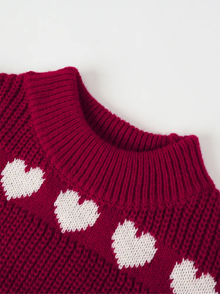 Women's Love Pattern Knit Pullover Sweater Casual Crew Neck Long Sleeve Autumn/Winter Suitable Valentine's Day
