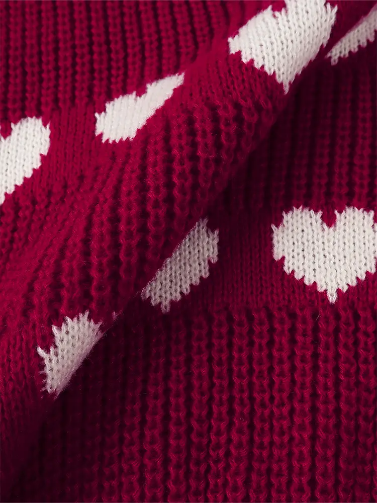 Women's Love Pattern Knit Pullover Sweater Casual Crew Neck Long Sleeve Autumn/Winter Suitable Valentine's Day