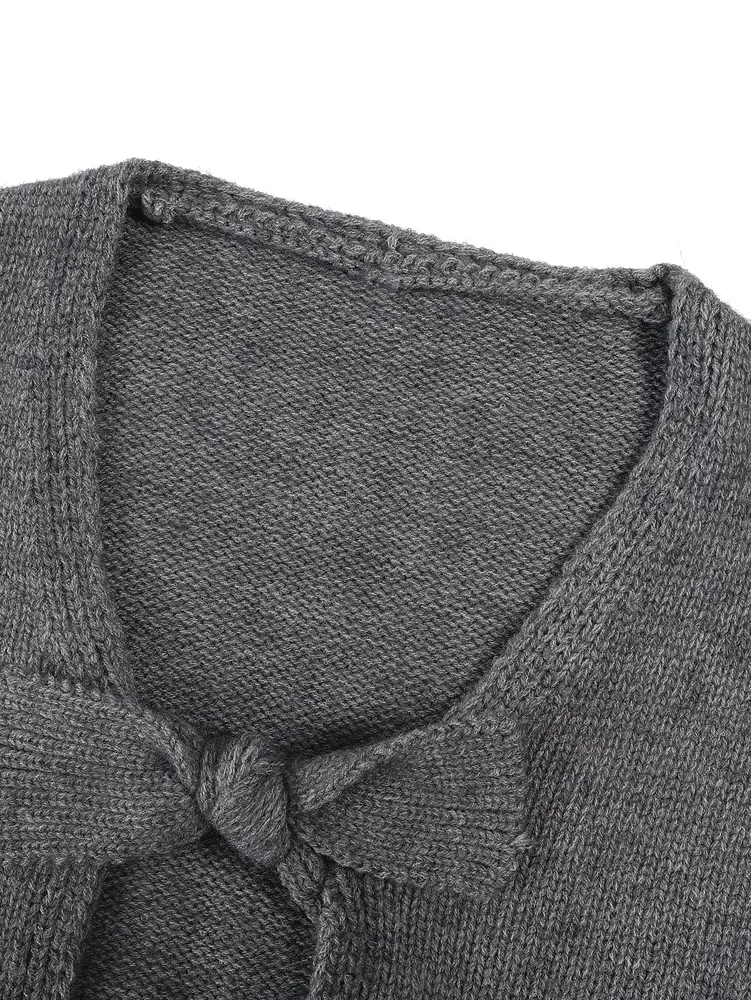 Women's Solid Color Bow Cardigan 2025 Autumn Winter Collection Casual Warm Office Wear Home Comfort Fashion Best Choice