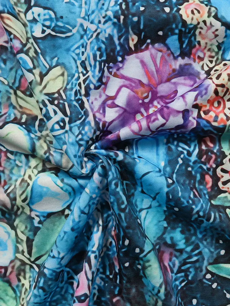Women's Short Sleeve Dress Irregular Printed Patterned V-Neck Vintage Old Style Dresses Doing Old Botanical Flower