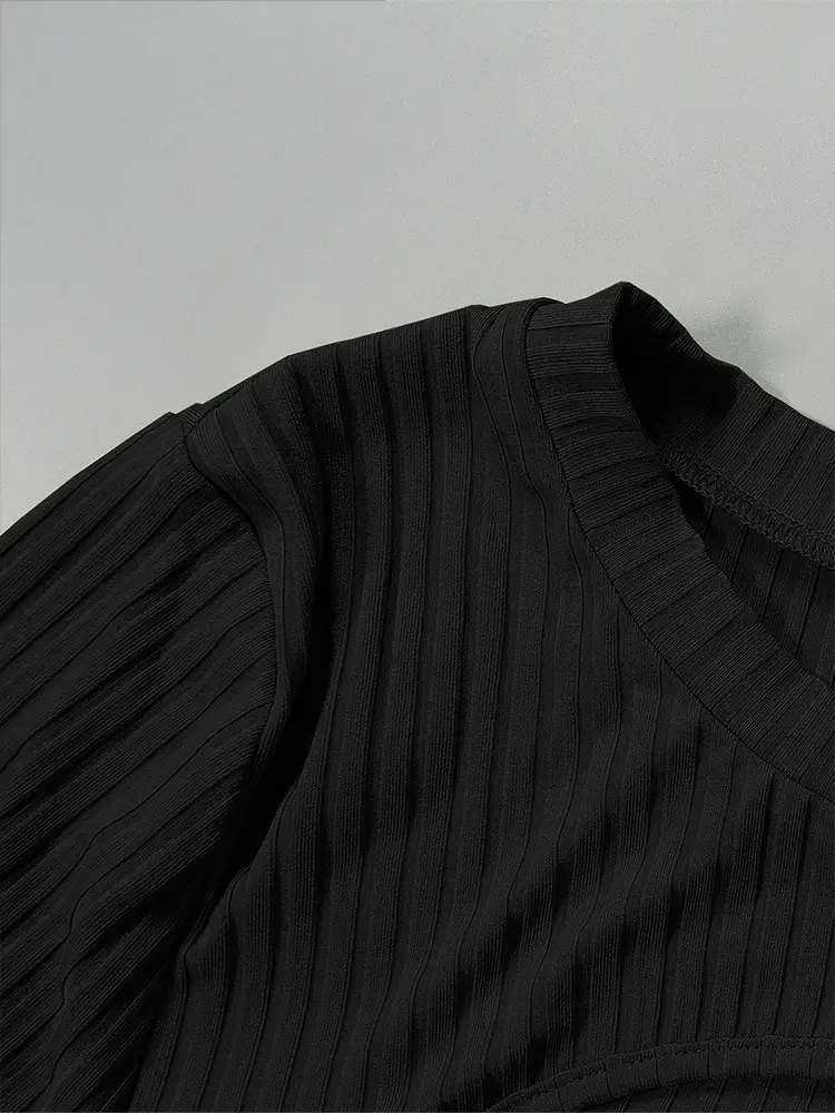 Plus Size Hollow Hip Wrap Pocket Dress Elegant Short Sleeve Round Neck Dress Basic Sexy Round Neck Short Sleeve Knit Hollow Poc