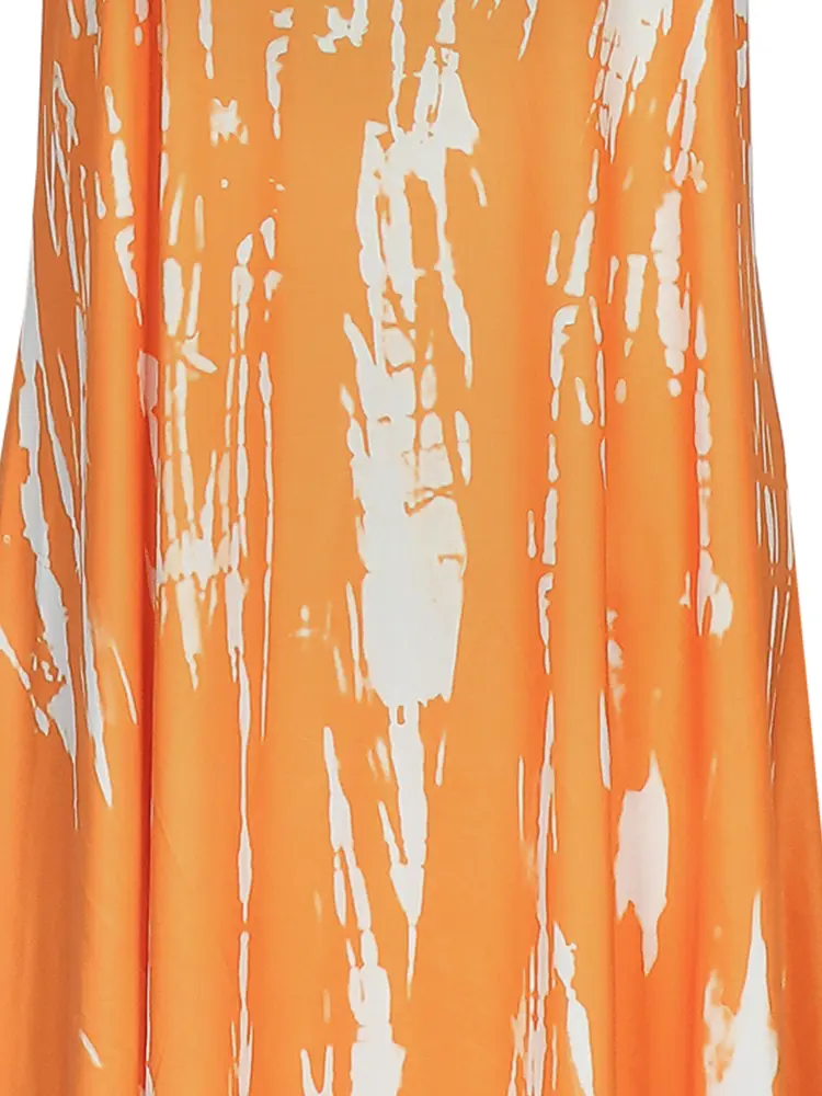 Plus Size Women's Fashion Printed Dress Sleeveless V-Neck Irregular Hem Tie-Dye Dress Best Choice for Summer