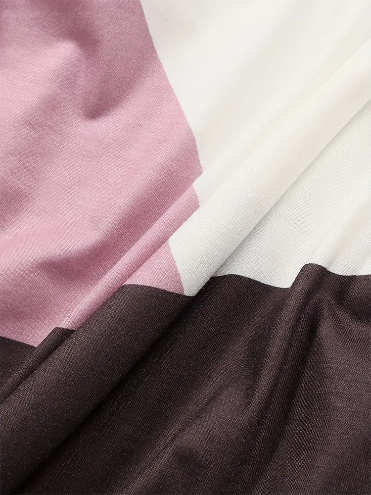 Colour Block Simple Dress Casual Round Neck Long Sleeve Long Women's Clothing Autumn New 2024 Long Dresses