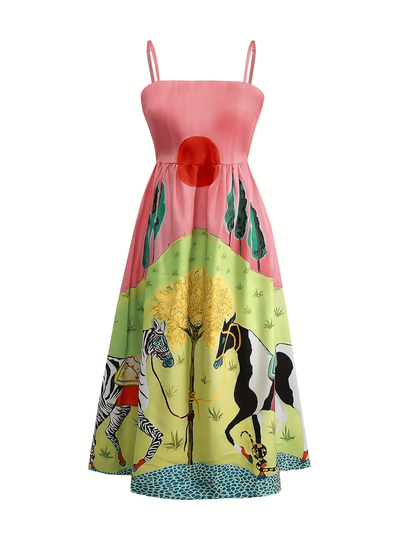 Ladies Sling Elegant Womens Summer Design Sensational Animal Print Sleeveless One-piece Dresses Women