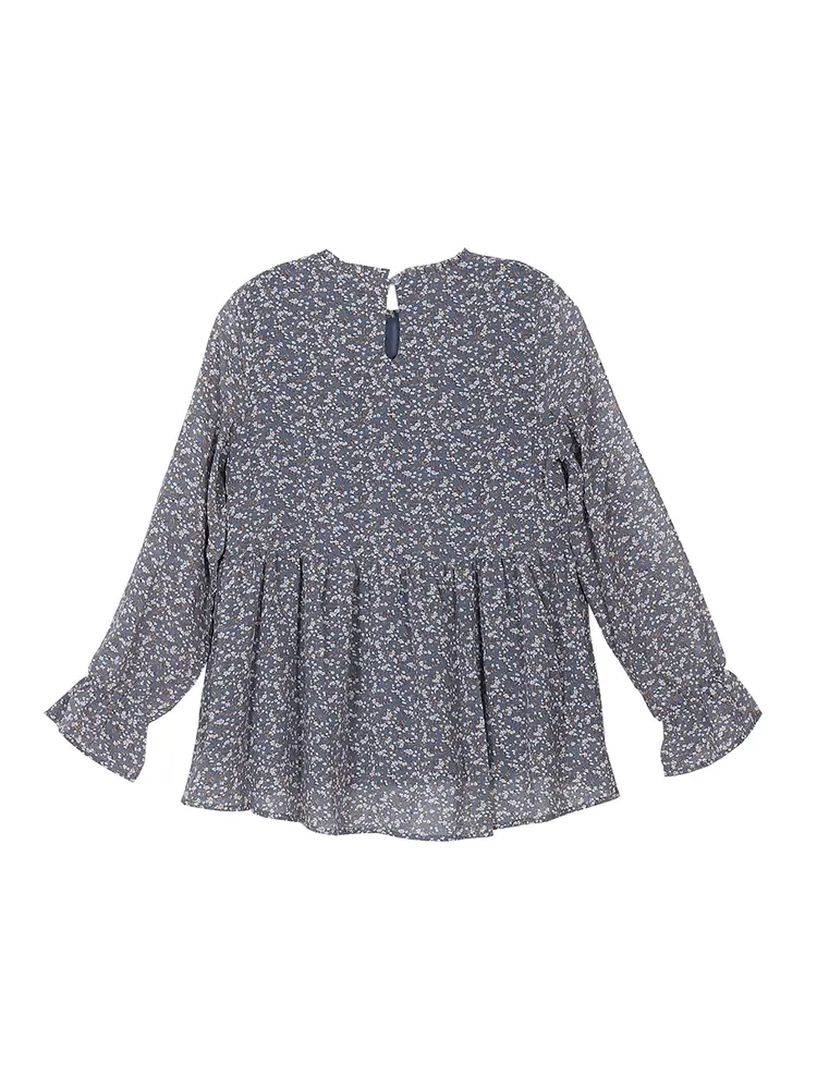 2025 Autumn New Women's Chest Hollow Casual Shirt Crushed Flower Long Sleeve Comfortable Hundred Zipper Shirt