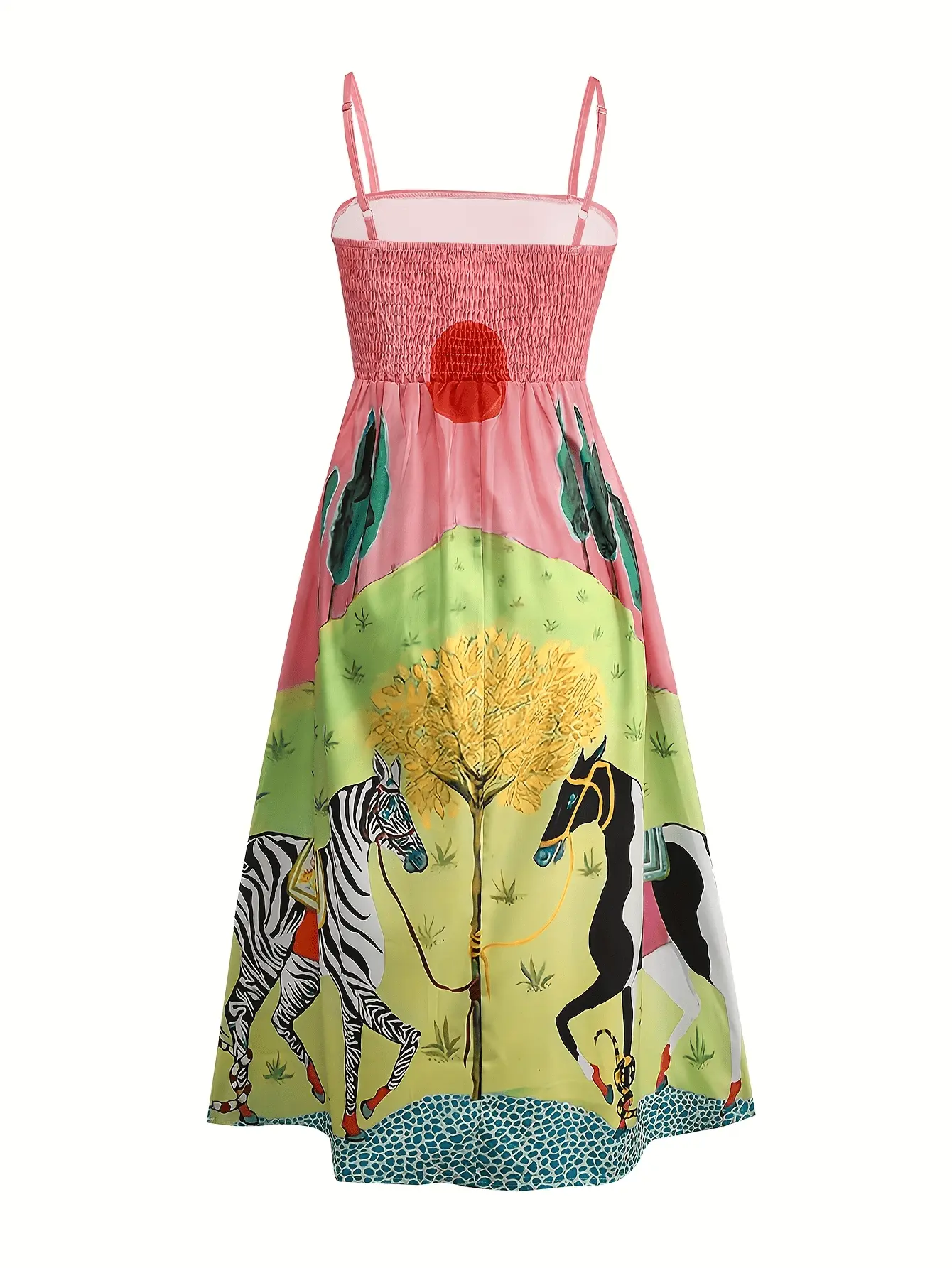 Ladies Sling Elegant Womens Summer Design Sensational Animal Print Sleeveless One-piece Dresses Women