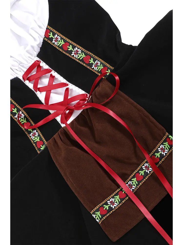 Plus Size  Womens Oktoberfest Costume Sexy Off Shoulder German Dresses for Halloween Bavarian Carnival Bear Girl Short Dress