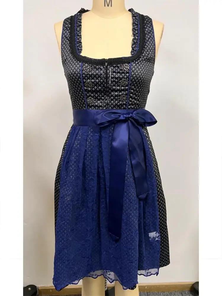 Women's Midi Costume Dress 2-Piece Including Dirndl Dress Dirndl Apron Dirndl Blouse for Oktoberfest