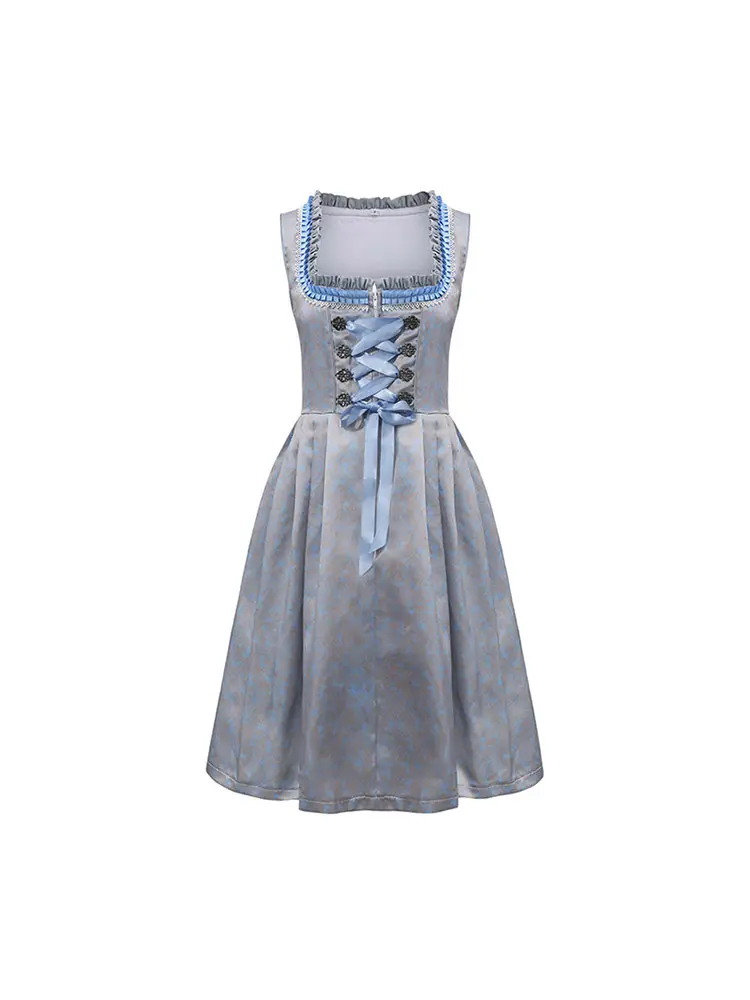 Germany Dress Dirndl Women's Midi Long Dresses Dresses (incl. skirt) Dirndl Apron (for Oktoberfest) Pink Blue