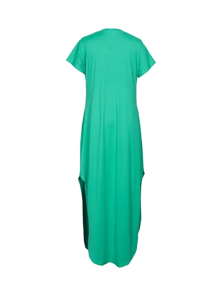 2025 Summer New Women's Solid Colour Round Neck Short Sleeve Dress Basic Homecoming Casual Elegant Long Dresses