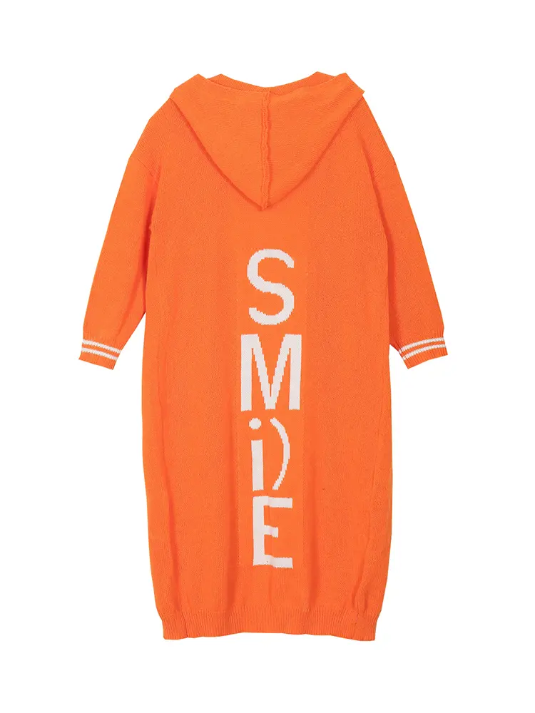 plus Size Monogrammed Back Oversized Loose Knit Cardigan Women's Sweater Jacket with Pockets Best for Autumn Winter