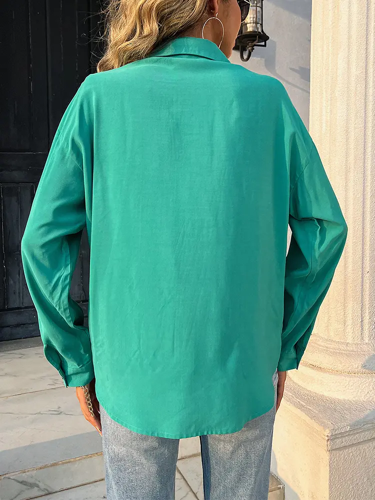 Women's Long Sleeve Button down Shirt Casual Wrinkle-Free Blouse Office Work Tunic Top Solid Dress Shirt