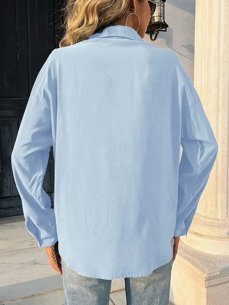Women's Long Sleeve Button down Shirt Casual Wrinkle-Free Blouse Office Work Tunic Top Solid Dress Shirt