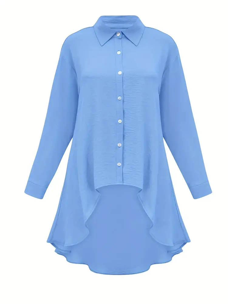 Plus Size 2025 Spring Summer New Women's Solid Color Single Breasted Lapel Tops Long Sleeve Loose Casual Shirt