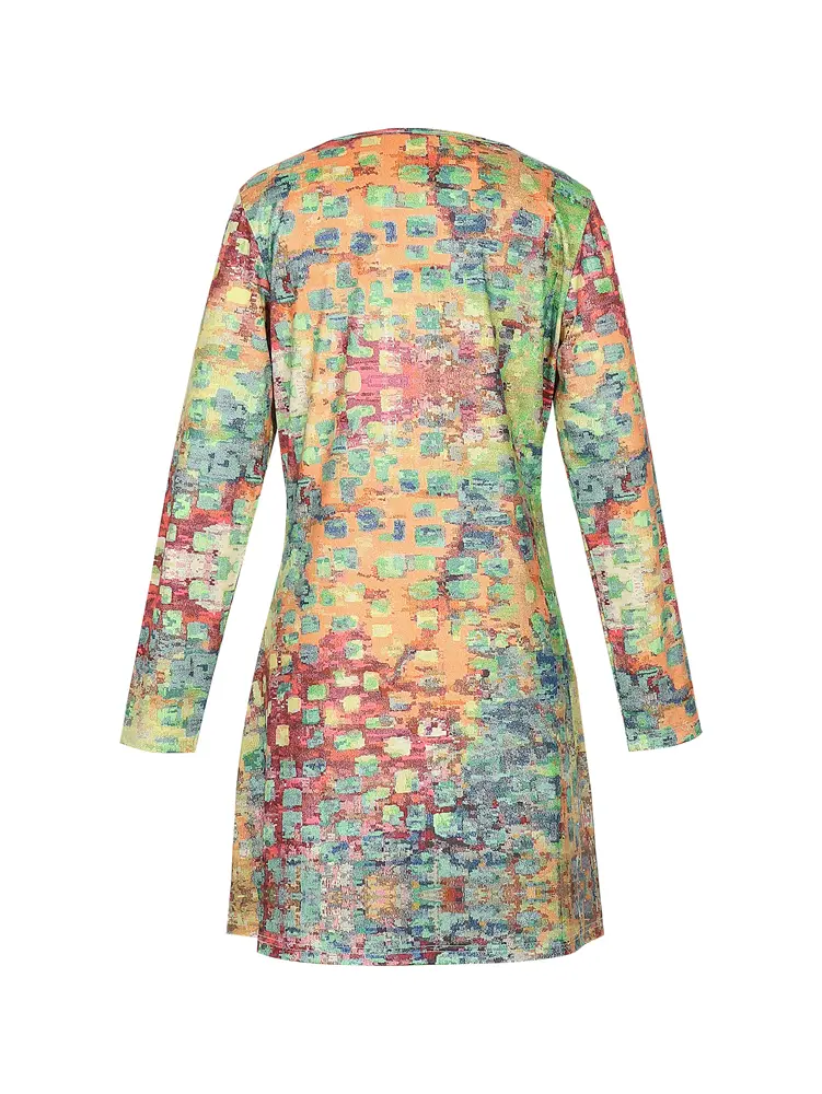 2025 Summer New Women's Casual Button Front Long Sleeve Dress V Neck Long Sleeve Elegant Casual Plant Flower
