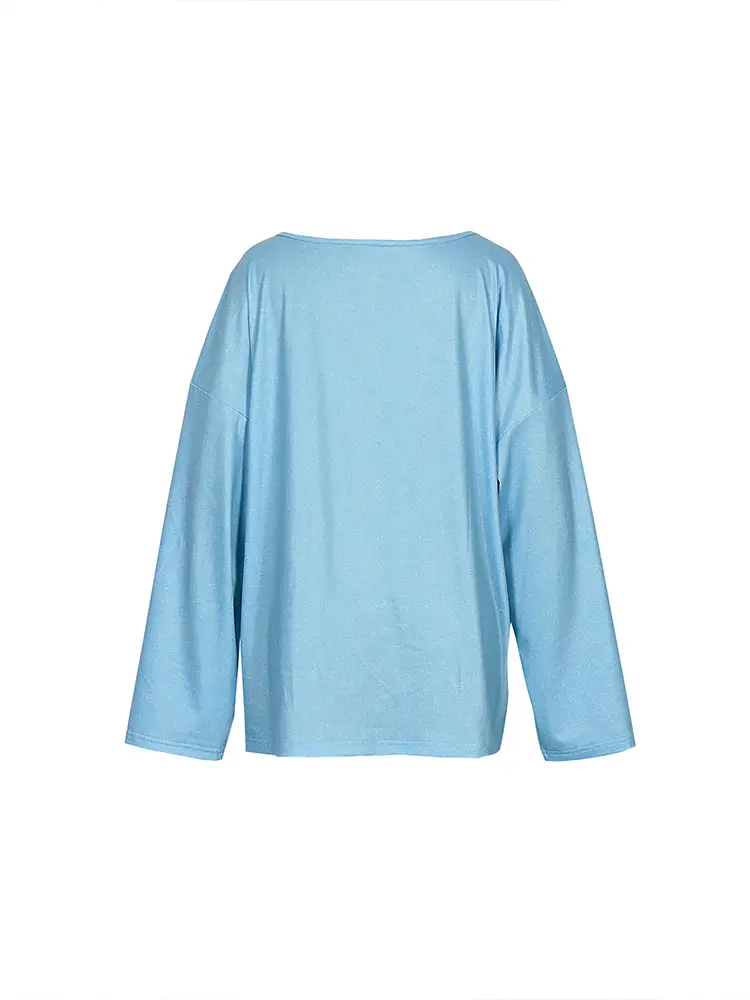 Plus Size Women's Cartoon Cat Funny Monogram Long Sleeve Round Neck Shirt Autumn Best Choice Fashion Round Neck