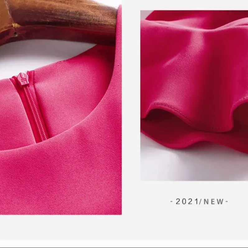 2025 Women's High Waist A-Line Skirt Short Sleeve Fashion Dress Pure Color Sweet Style Mini Skirt for Ladies