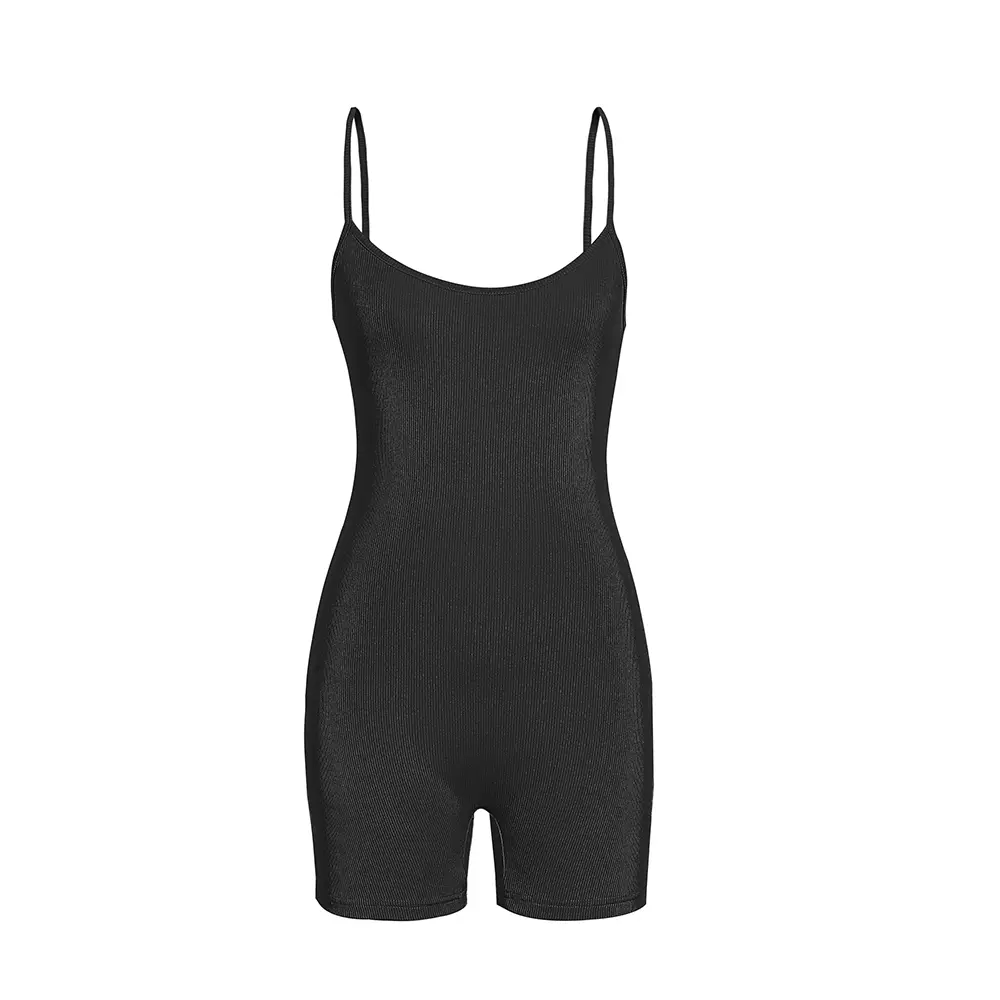 Women's Sexy Spaghetti Straps Seamless Coveralls U Neck Short Coveralls Bodybuilding Hip Lifting Exercise Coveralls