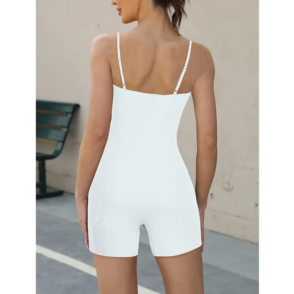 Women's Sexy Spaghetti Straps Seamless Coveralls U Neck Short Coveralls Bodybuilding Hip Lifting Exercise Coveralls