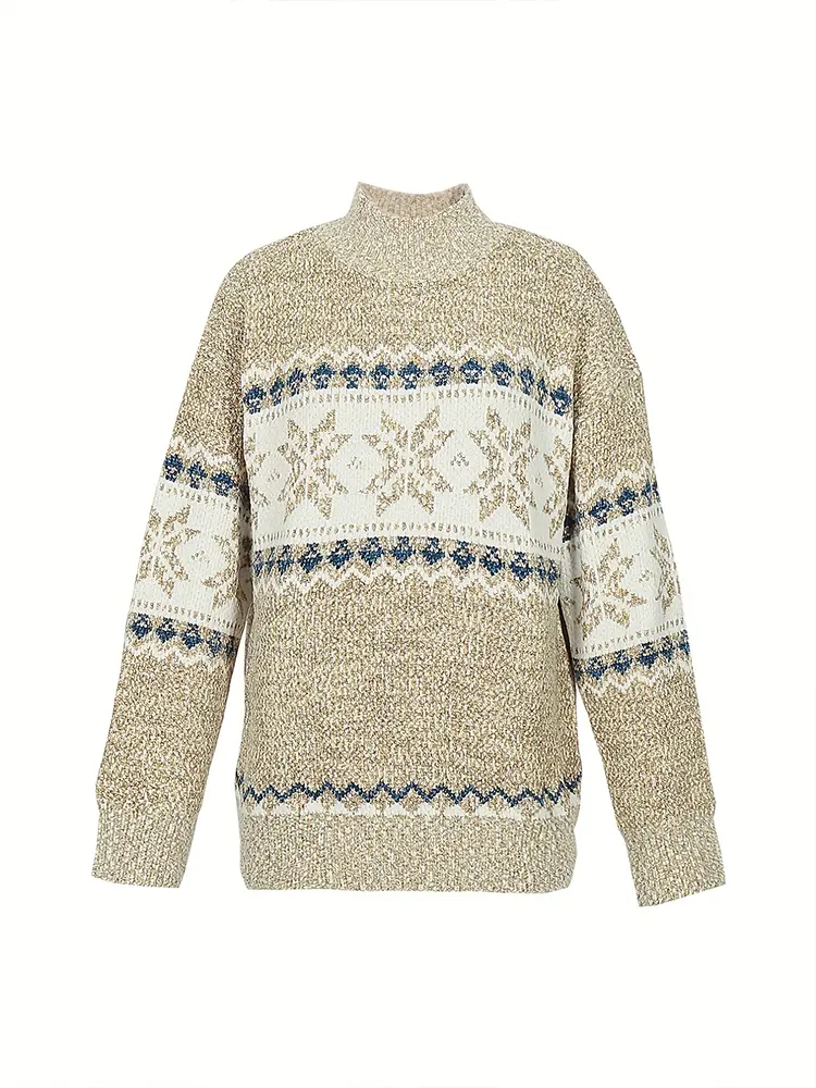 Women's plus Size High Collar Pullover Sweater Printed Casual Shirt Half-Length Collar Best for Autumn Winter 2024