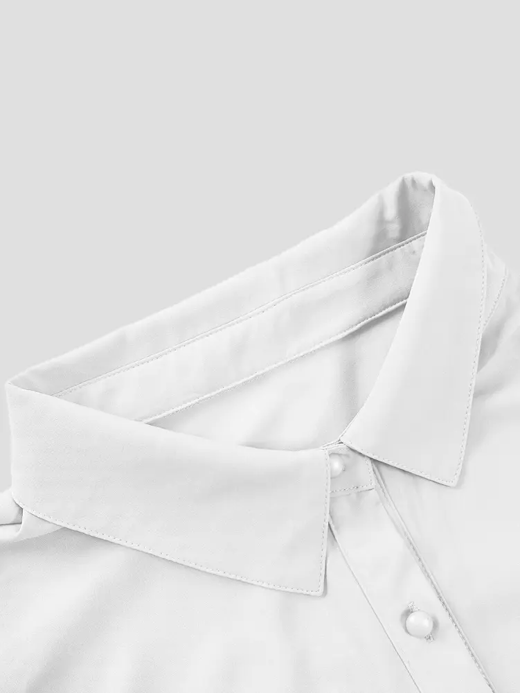 Plus Size 2025 Spring and Summer New Women's Casual Puff Sleeve Blouse Solid Color Suitable for Office Outdoor Single Breasted