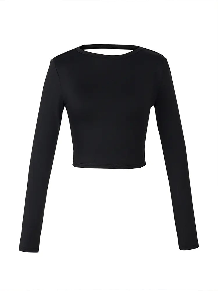 Women Open Back Top  Long Sleeve Ribbed Backless Top Shirt    Chain Backless Crop Tee  Tie Backless Crop Tee