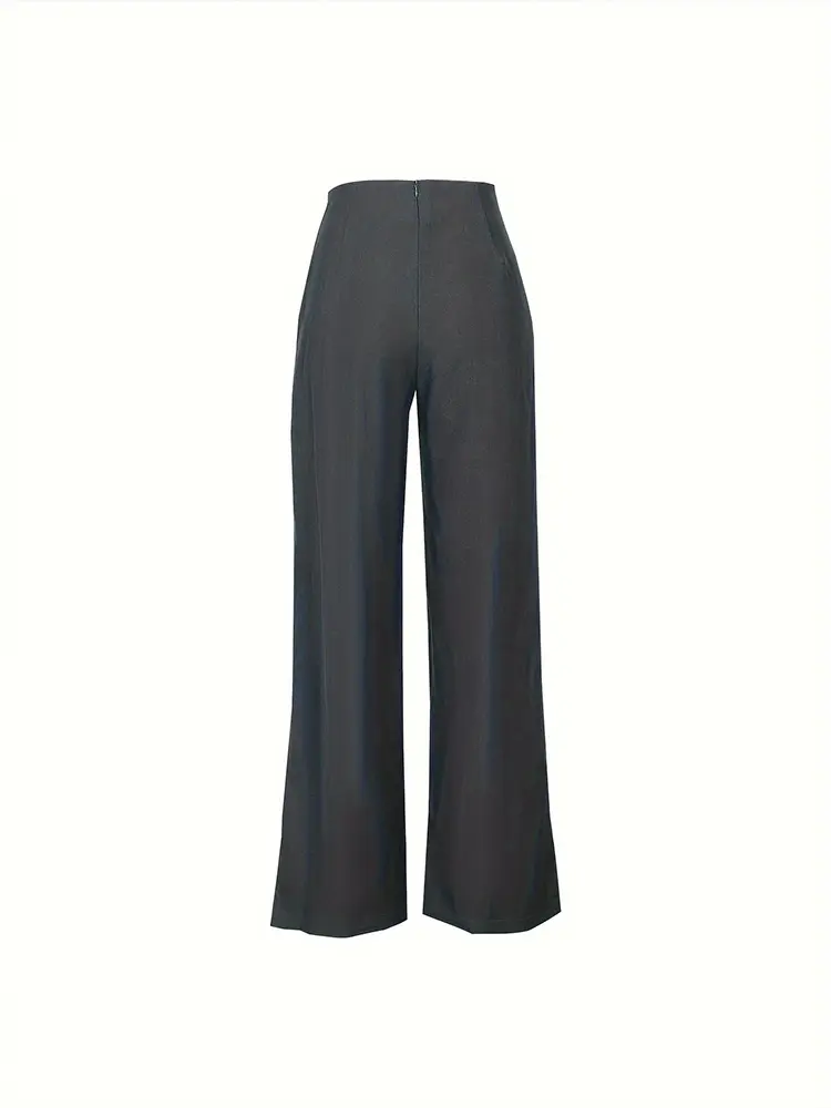 Women's Casual Fashion Solid Color Zipper Wide-legged Suit Pants Business Trousers 2025 Summer New Hundreds